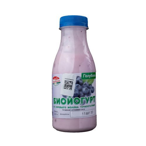 Биойогурт 0,33л 1.5-2.0% из коровьего молока Голубика термостатный (Деревенька)