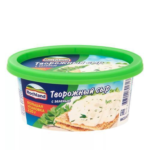 Сыр творожный "Хохланд" 220г Зелень (ванночка)