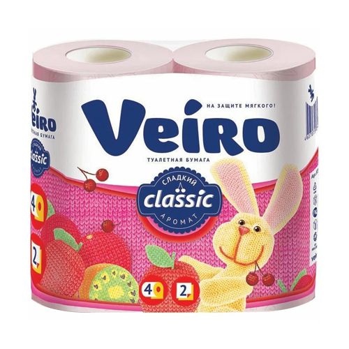 Бумага туалетная "Veiro" 4 рул 2-х сл 17,5м Classic Сладкий аромат Розовая