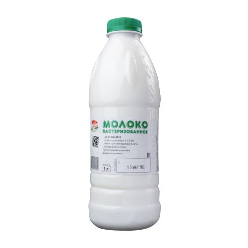 Молоко 1л ПЭТ 3,2-3,8% пастеризованное (Деревенька)