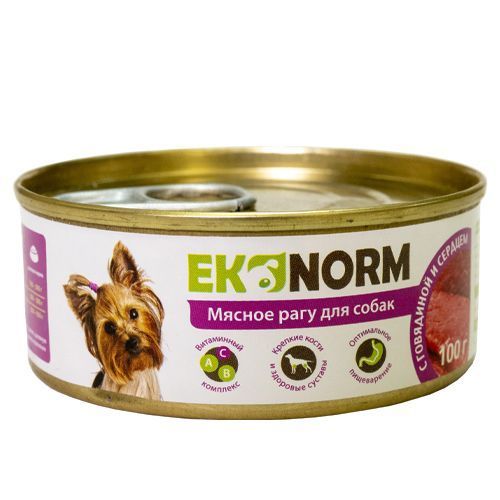 Корм для собак "Econorm" 100г ж/б Мясное рагу с говядиной и сердцем