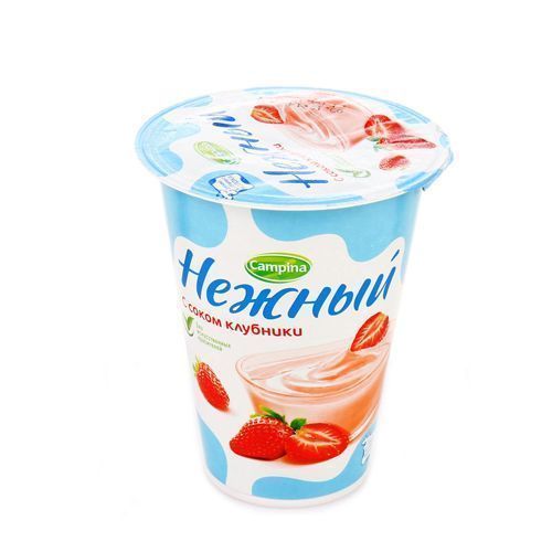 Йогурт 320г пл/б 1.2% Нежный с соком клубники (Кампина)