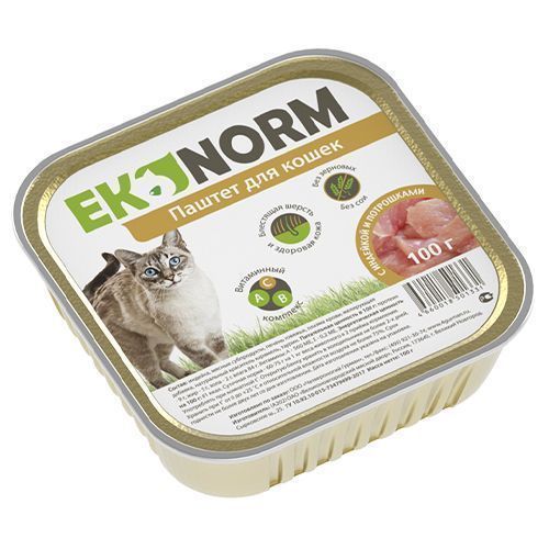 Корм для кошек "Econorm" 100г ж/б Паштет с индейкой и потрошками