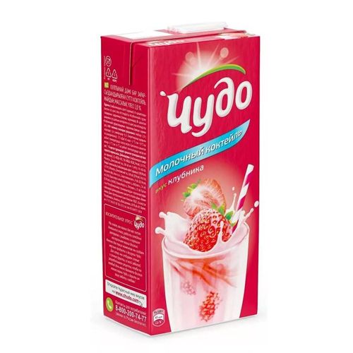 Молочный коктейль "Чудо" 2% 0.96 т/п Клубника
