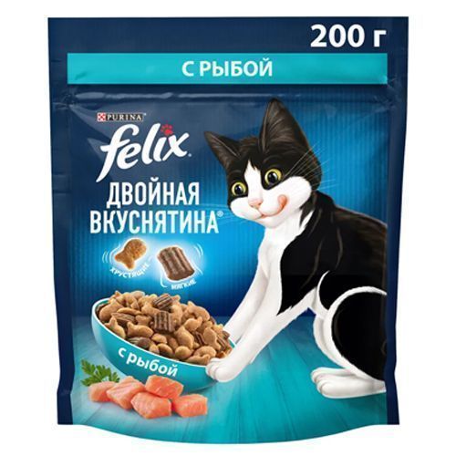 Корм для кошек "Феликс" Двойная вкуснятина 200г с рыбой