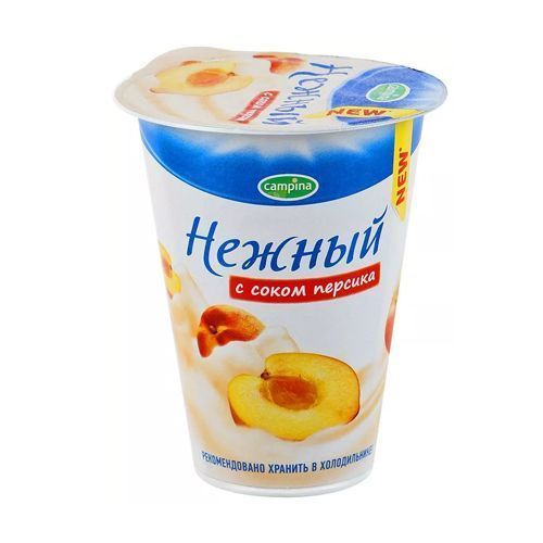 Йогурт 320г пл/б 1.2% Нежный с соком персика (Кампина)